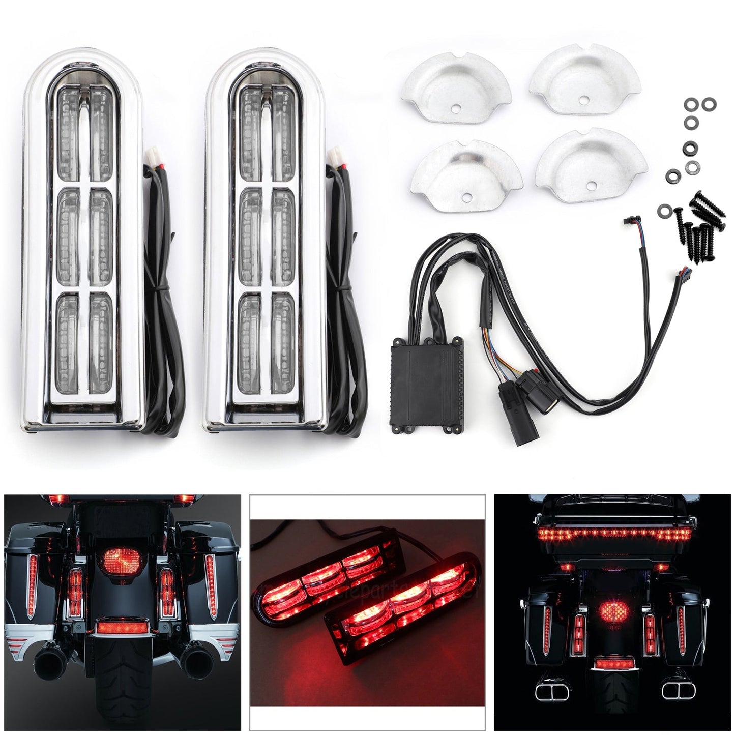 LED Inserts Saddlebag Filler Support Lights For For Harley Touring Electra Glide