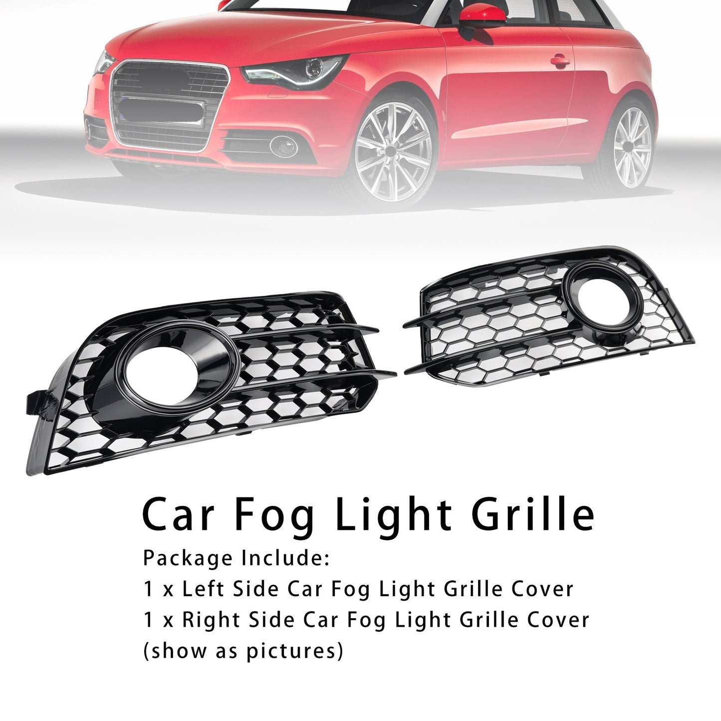 2010-2014 Audi A1 Black Front Bumper Honeycomb Fog Grille Cover