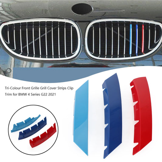 2021 BMW 4 Series G22 Tri-Colour Front Grille Grill Cover Strips Clip Trim