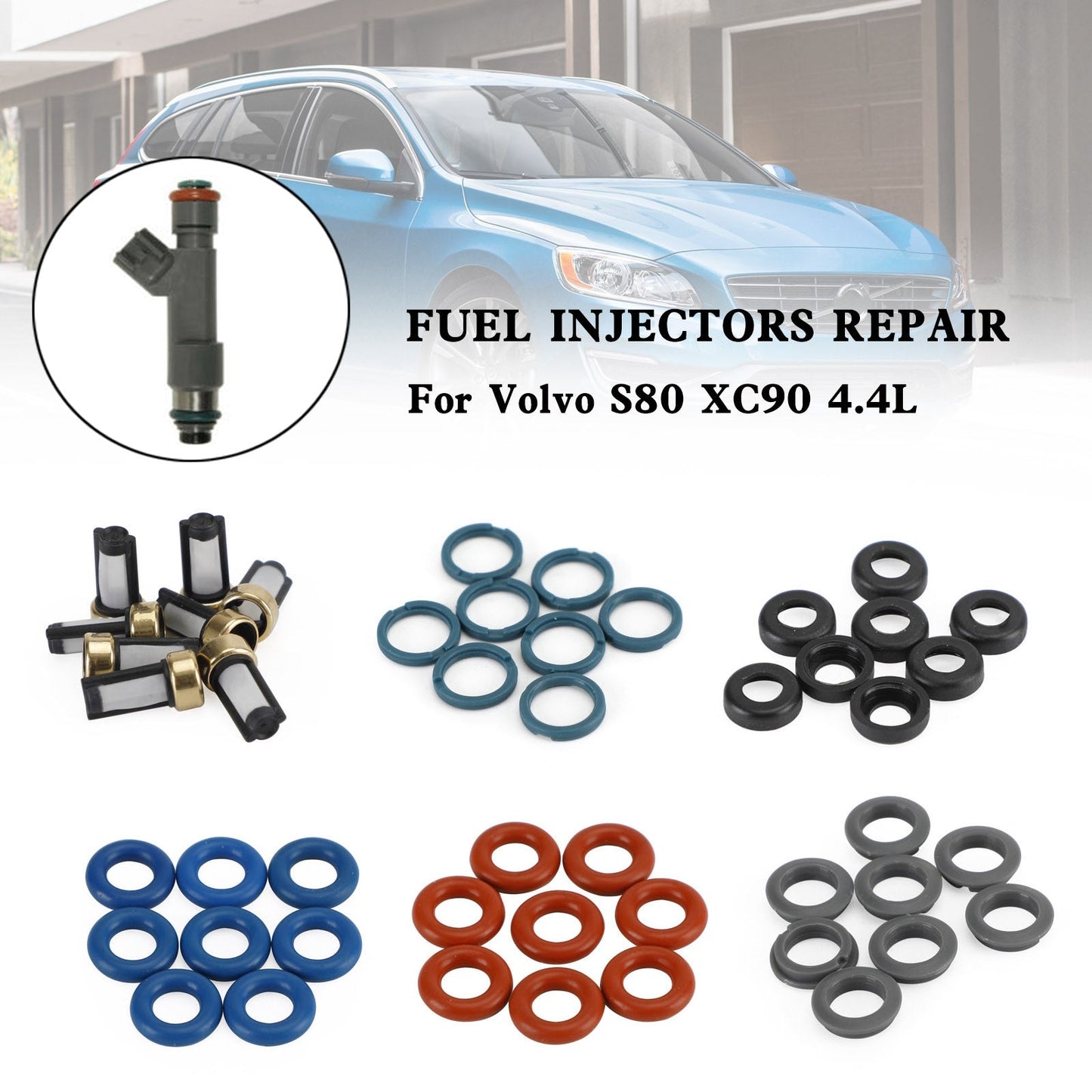 Kit de joint de réparation d'injecteurs de carburant Volvo S80 XC90 4.4L 8 pièces capuchon de filtre FJ1073 85212247 1550589
