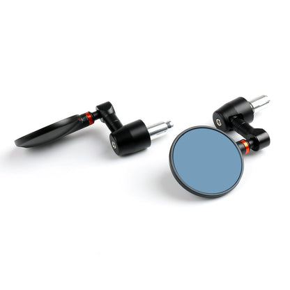 Motorcycle Bike Round Rear Side View 7/8" Bar End Mirrors Universal Black