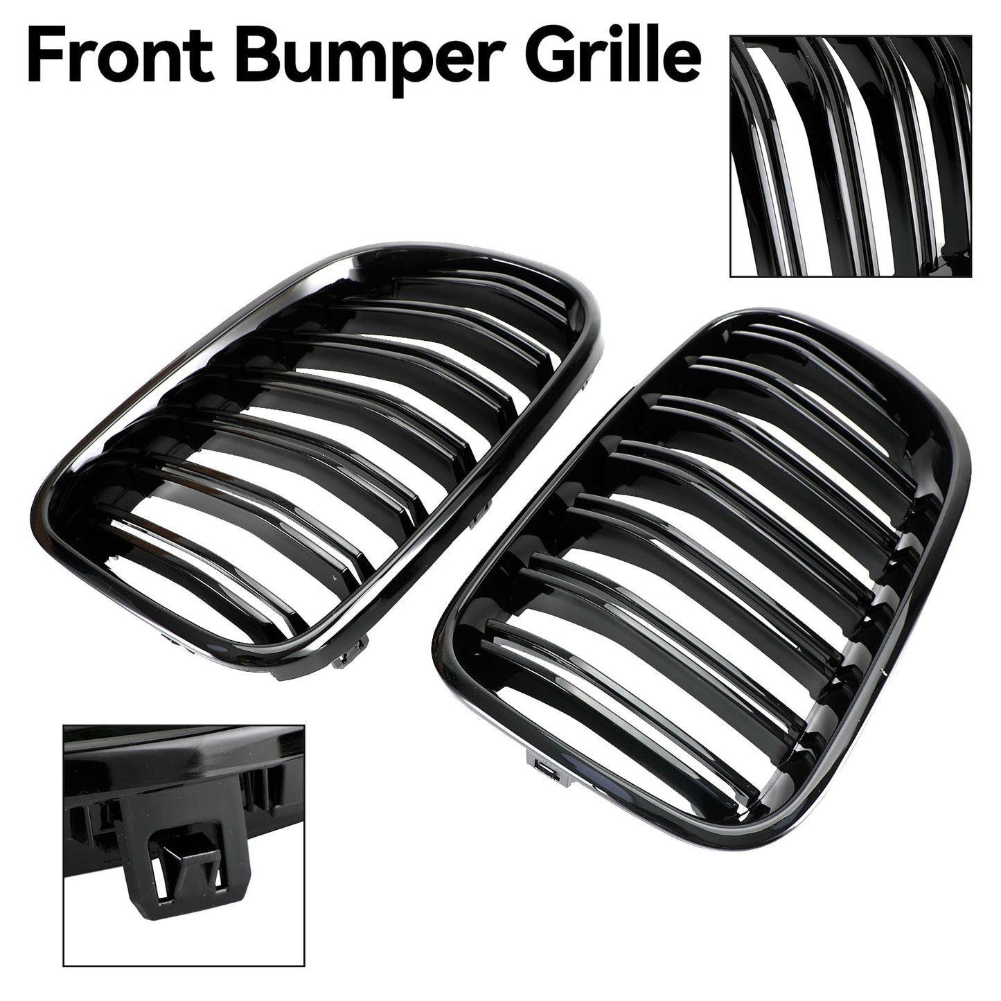 2010-2014 BMW X3 F25 xDrive28i/xDrive35i/xDrive20d/xDrive30d Gloss Black Grille Front Bumper Kidney Grill