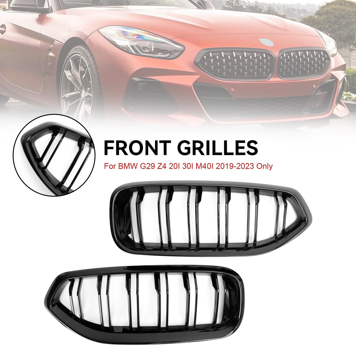 2019-2024 BMW G29 Z4 20I 30I M40I Gloss Black 51138091295 Front Kidney Grill Grille Generic