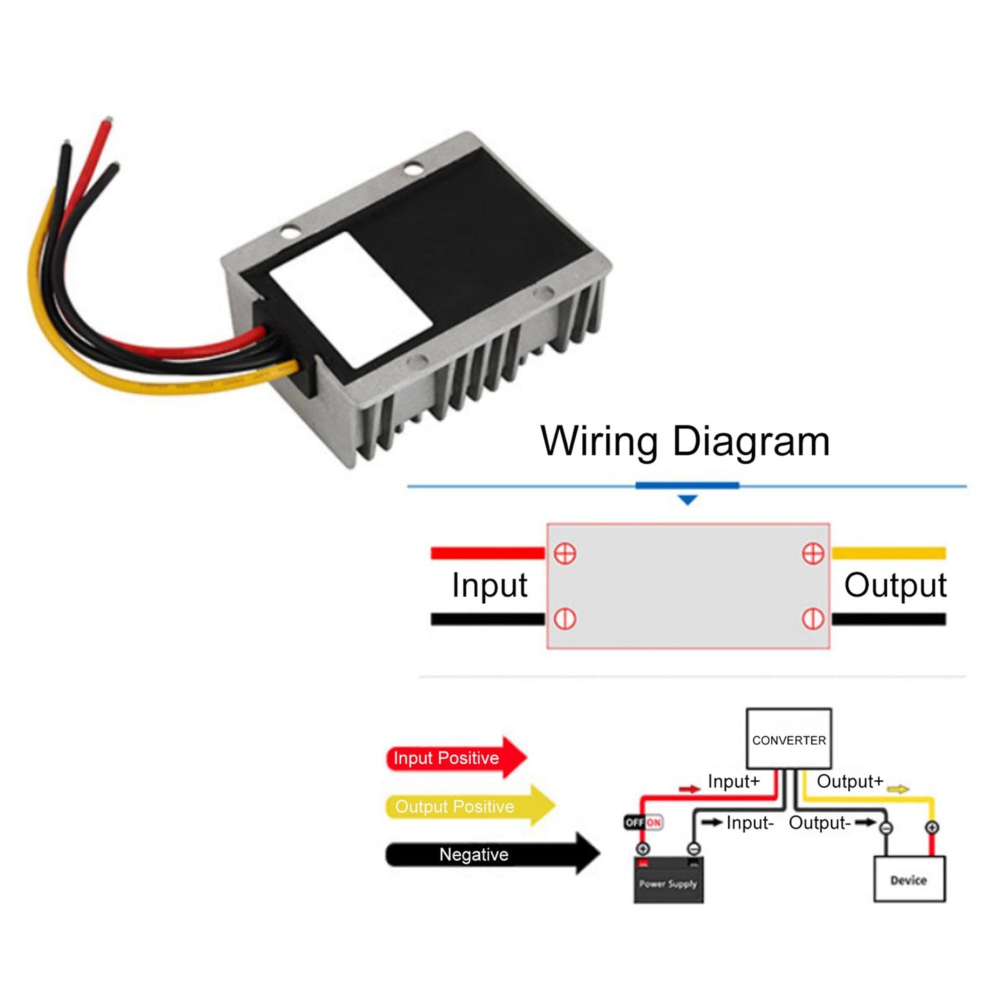 Regulador convertidor CC/CC impermeable de 12 V/24 V a 36 V, 6 A y 216 W