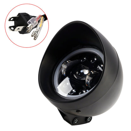 9-Bulbs Beam Headlight Fog Lamp Custom Fits Black For Racer Bobber Chopper