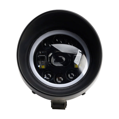 9-Bulbs Beam Headlight Fog Lamp Custom Fits Black For Racer Bobber Chopper