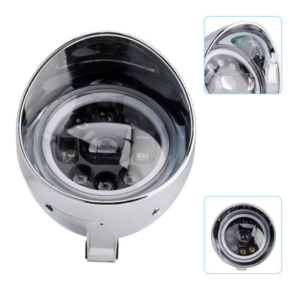 Motorcycle Beam Headlight Fog Lamp Custom Fits Chrome For Racer Bobber Chopper