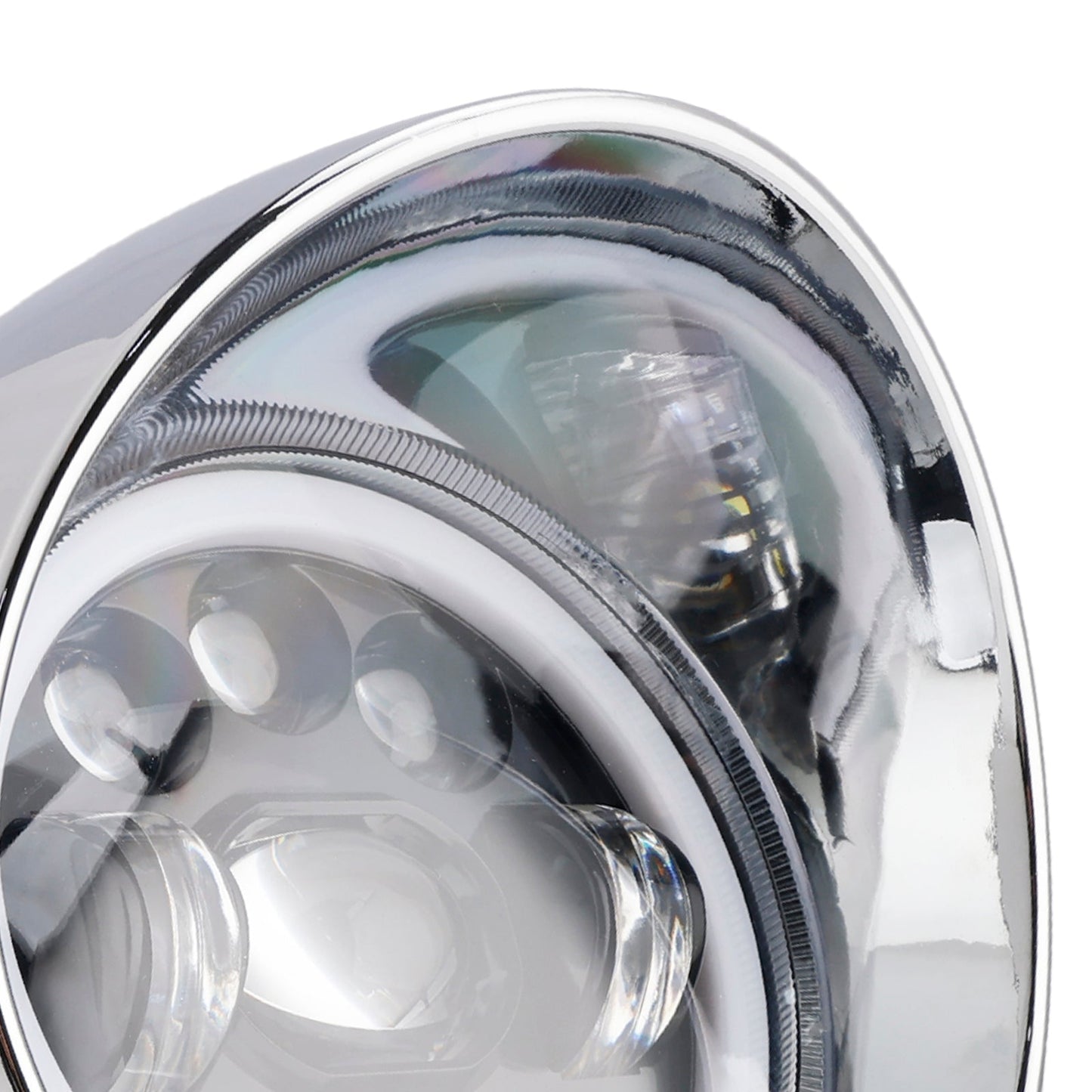 Motorcycle Beam Headlight Fog Lamp Custom Fits Chrome For Racer Bobber Chopper