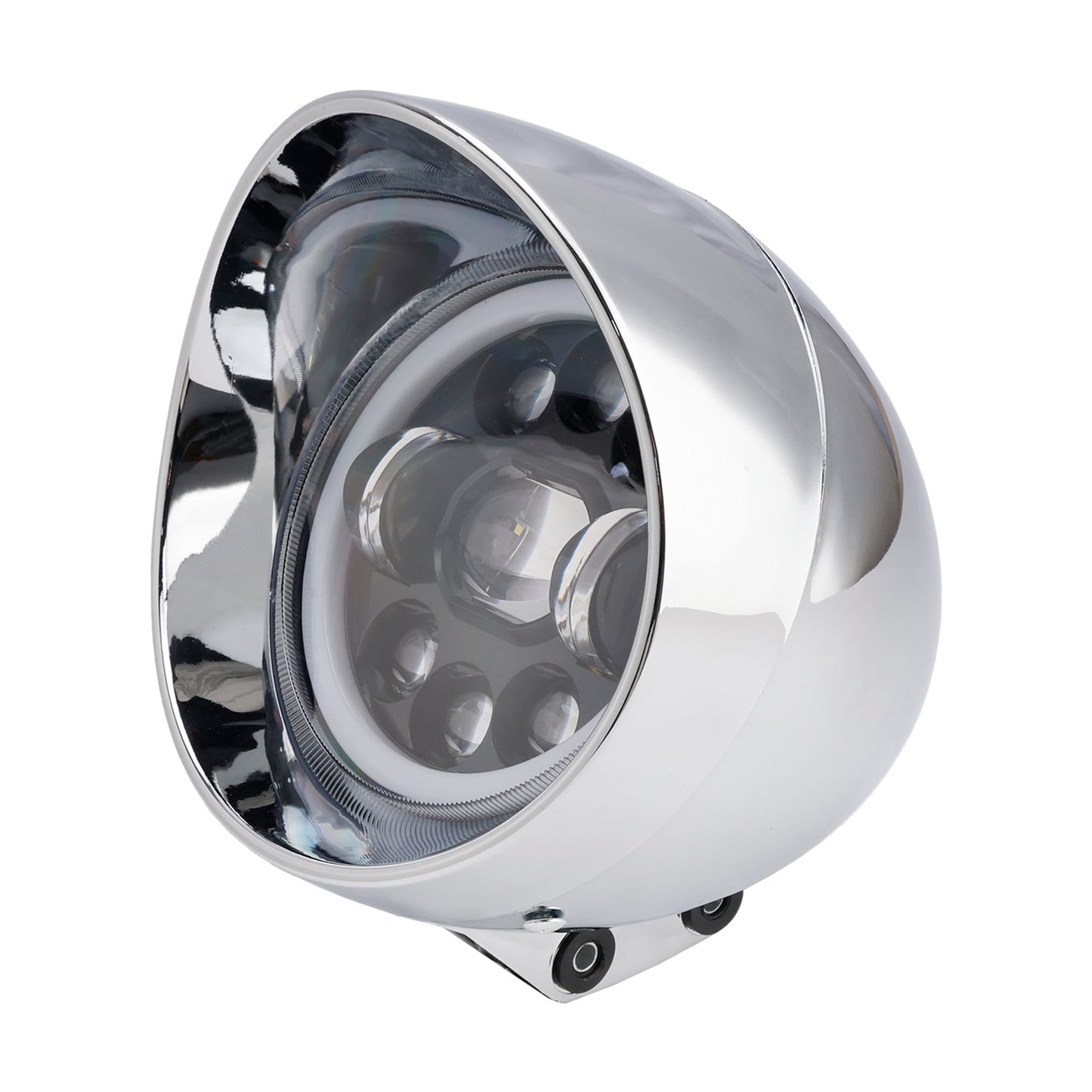 Motorcycle Beam Headlight Fog Lamp Custom Fits Chrome For Racer Bobber Chopper