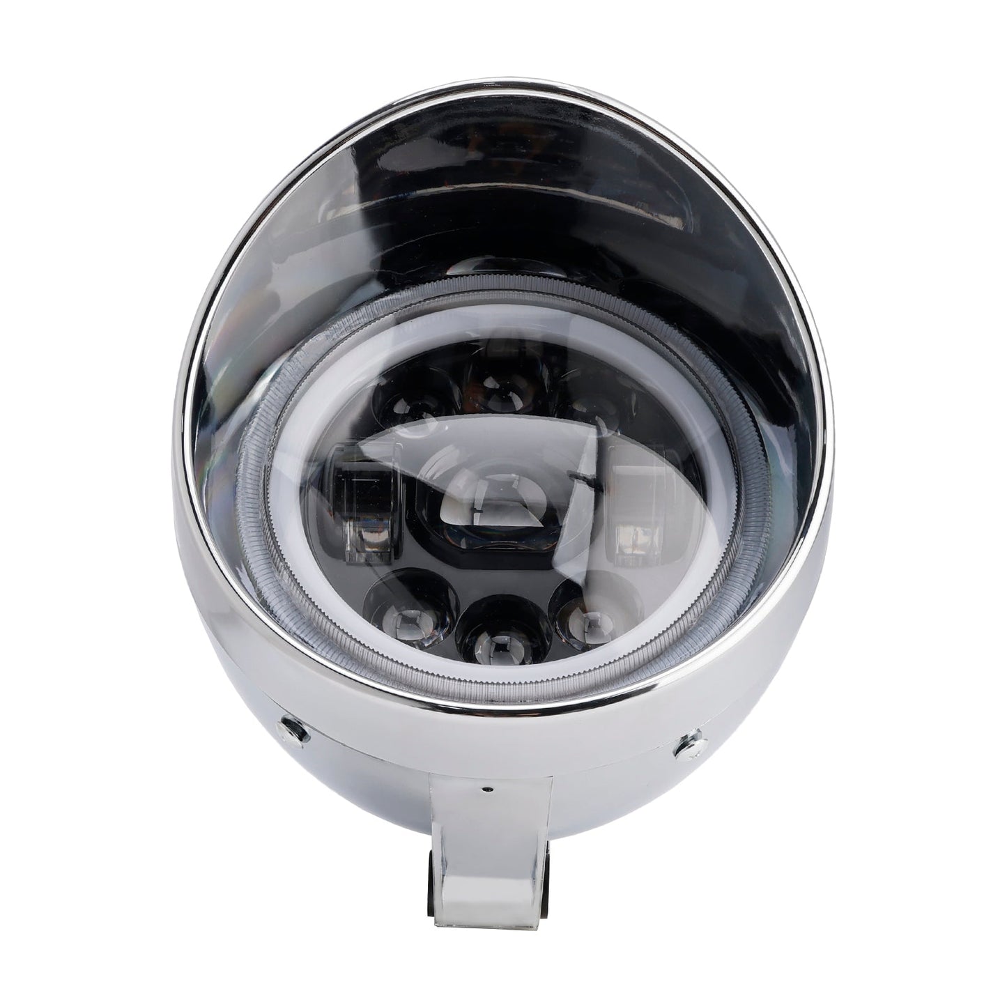 Motorcycle Beam Headlight Fog Lamp Custom Fits Chrome For Racer Bobber Chopper