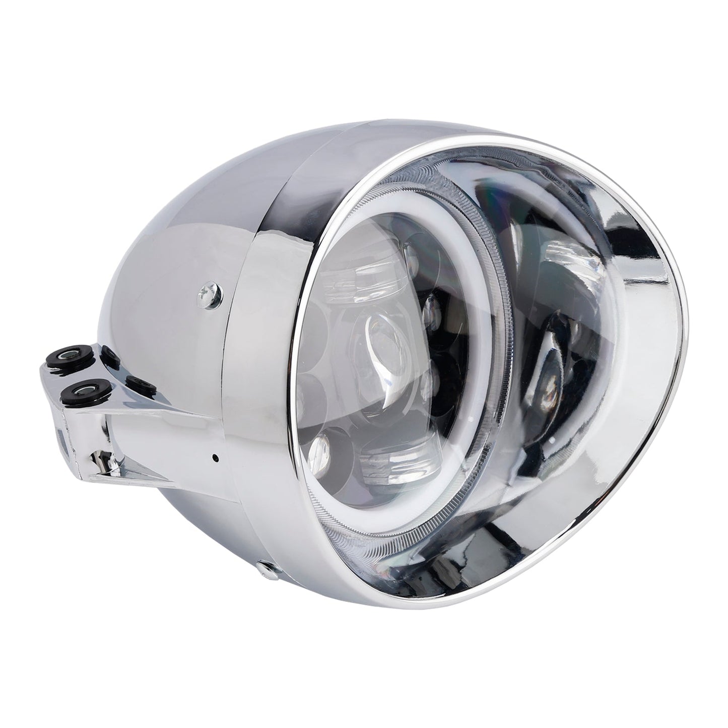 Motorcycle Beam Headlight Fog Lamp Custom Fits Chrome For Racer Bobber Chopper