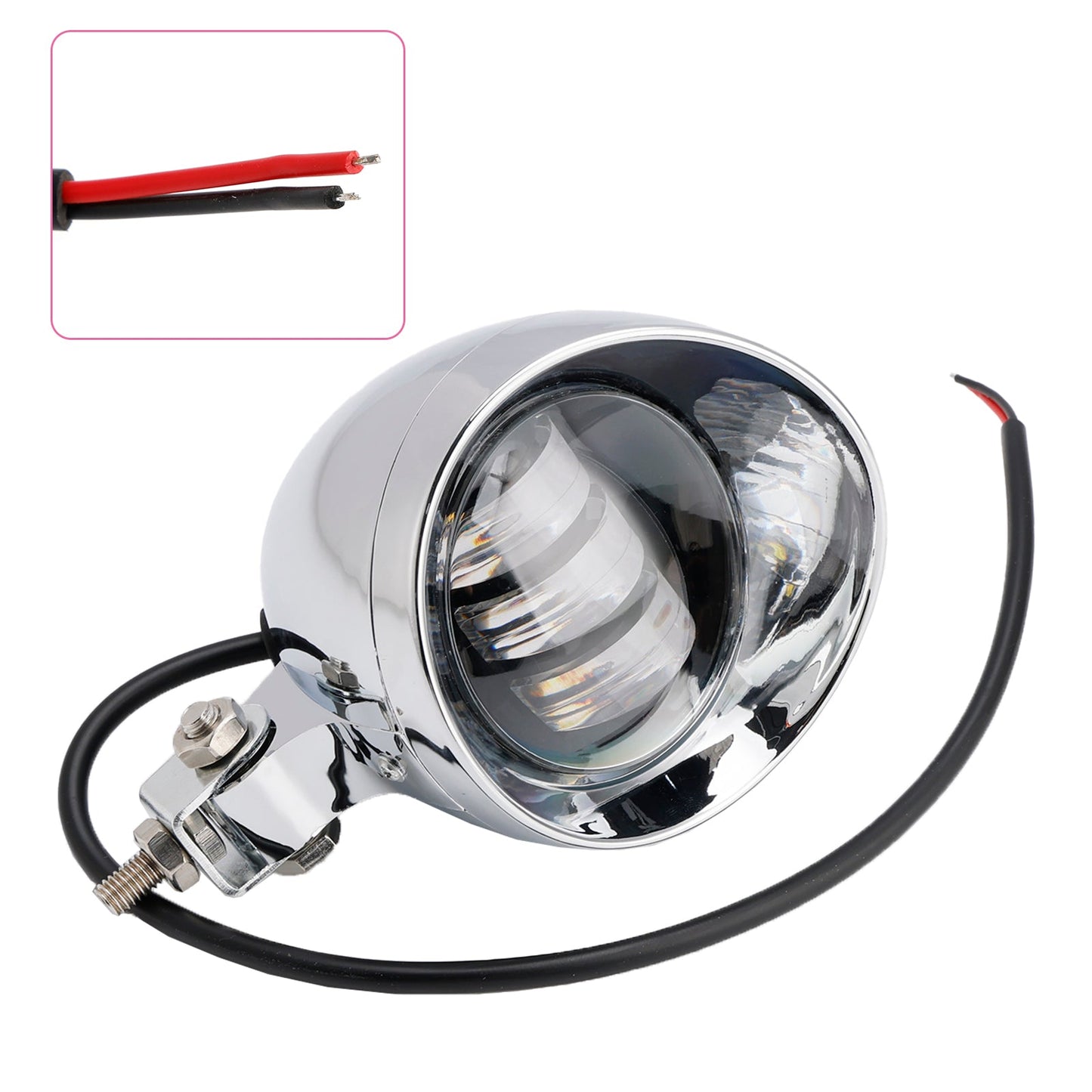 Racer Bobber Chopper Motorcycle Beam Headlight Fog Lamp Custom Chrome