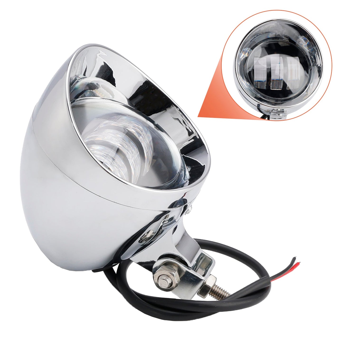 Racer Bobber Chopper Motorcycle Beam Headlight Fog Lamp Custom Chrome