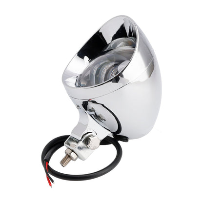 Racer Bobber Chopper Motorcycle Beam Headlight Fog Lamp Custom Chrome