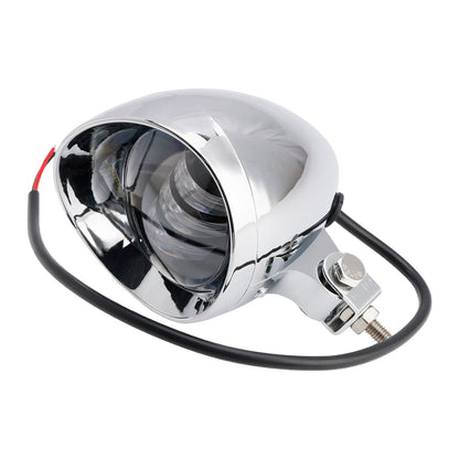 Racer Bobber Chopper Motorcycle Beam Headlight Fog Lamp Custom Chrome
