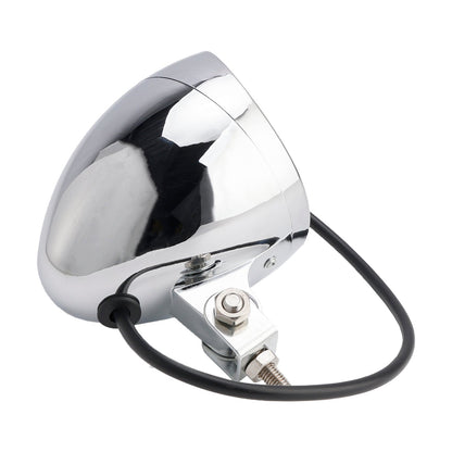 Racer Bobber Chopper Motorcycle Beam Headlight Fog Lamp Custom Chrome