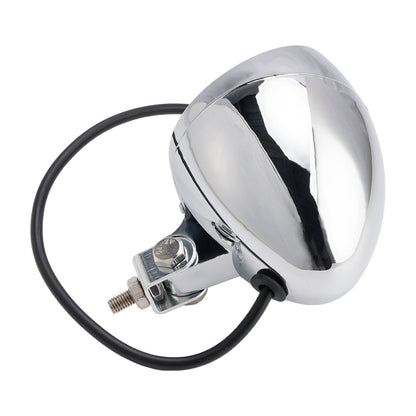 Racer Bobber Chopper Motorcycle Beam Headlight Fog Lamp Custom Chrome