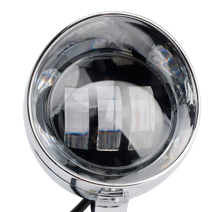 Racer Bobber Chopper Motorcycle Beam Headlight Fog Lamp Custom Chrome