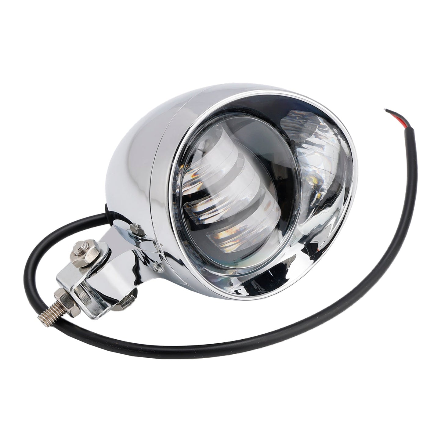 Racer Bobber Chopper Motorcycle Beam Headlight Fog Lamp Custom Chrome