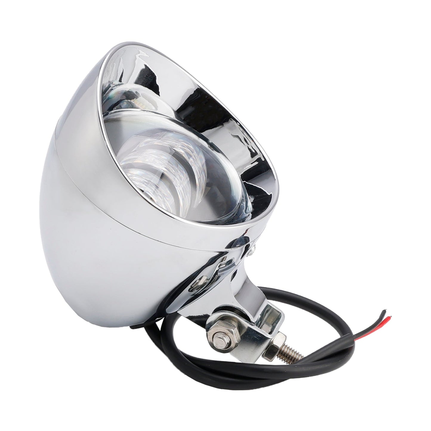 Racer Bobber Chopper Motorcycle Beam Headlight Fog Lamp Custom Chrome
