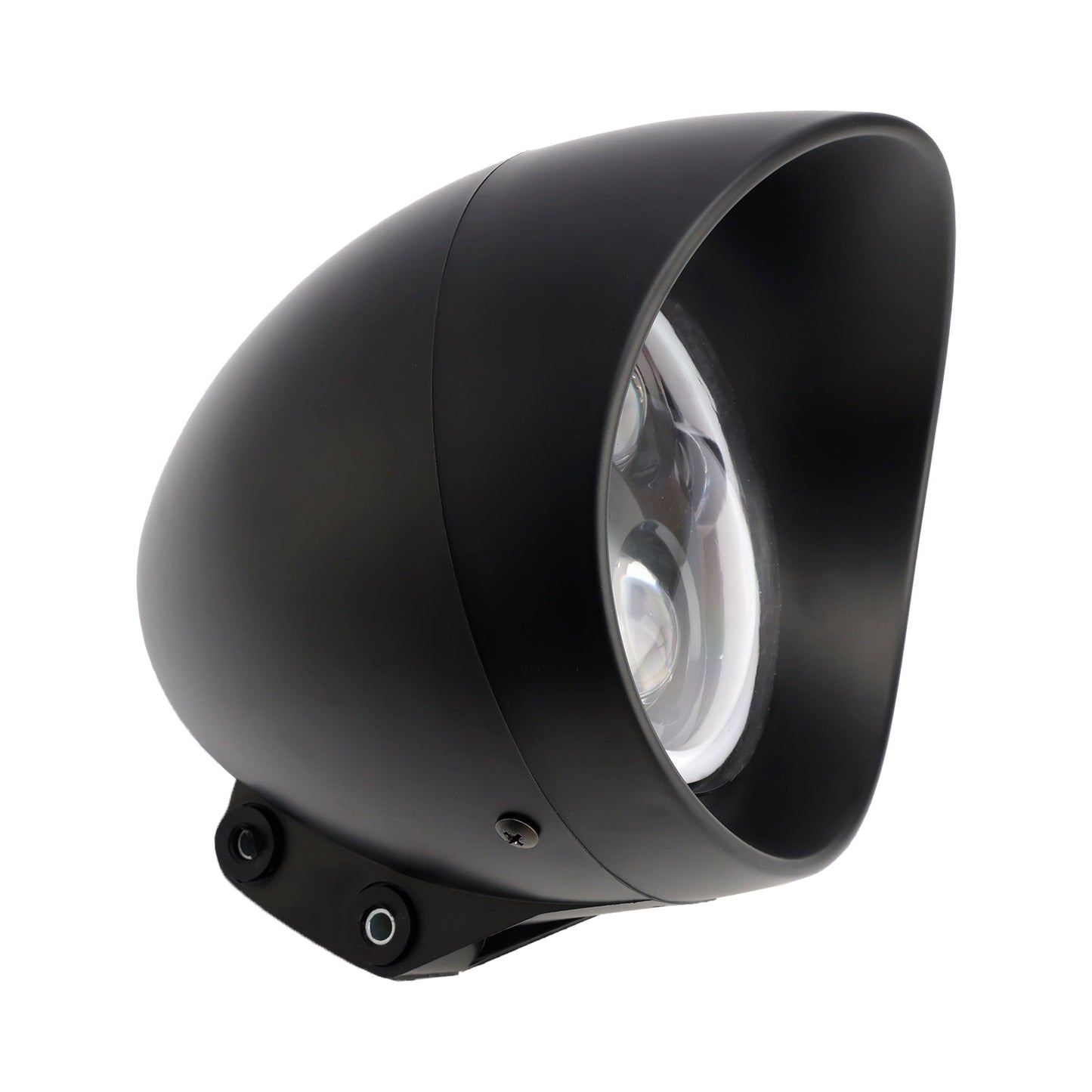 Black Motorcycle Beam Headlight Fog Lamp Custom Fits For Racer Bobber Chopper