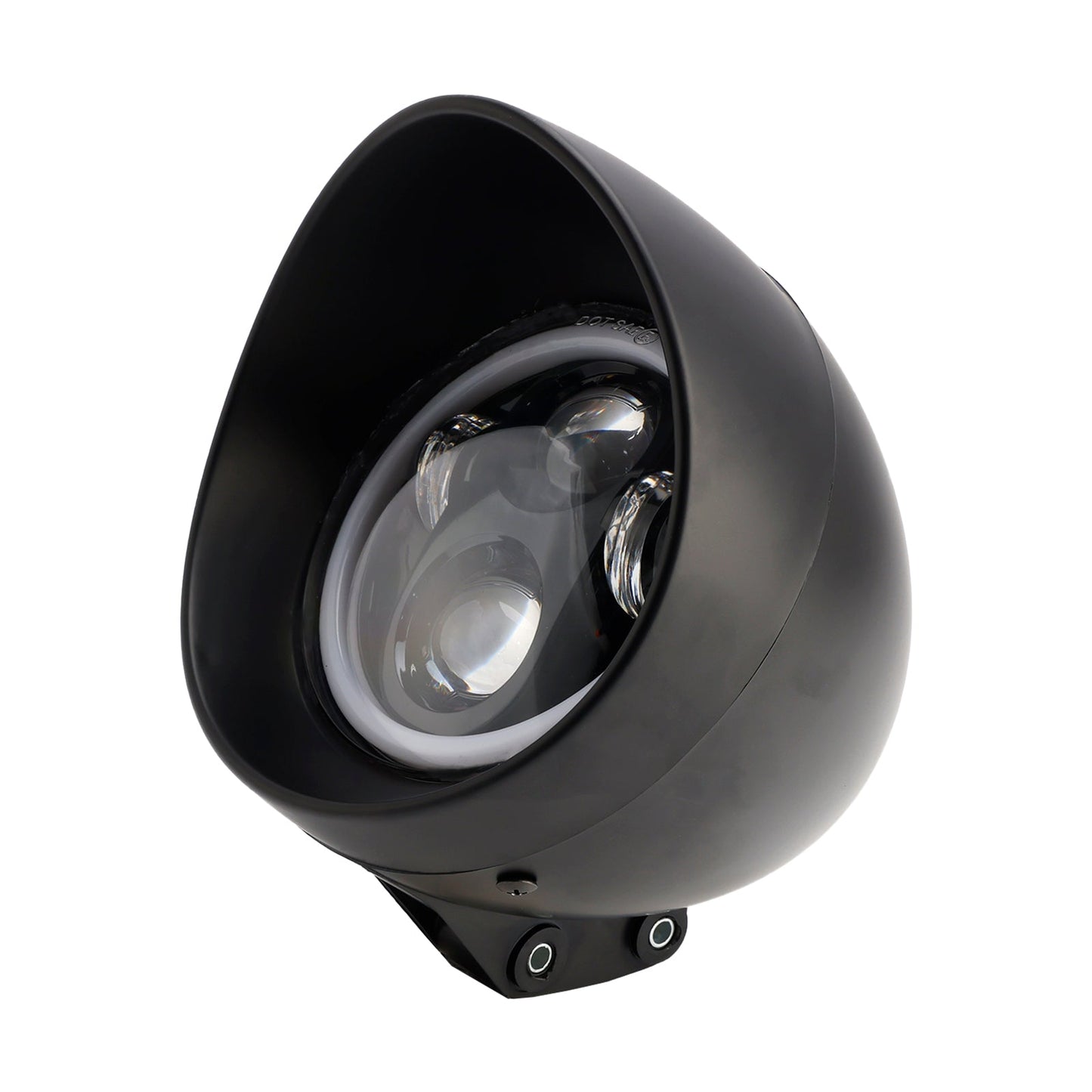 Black Motorcycle Beam Headlight Fog Lamp Custom Fits For Racer Bobber Chopper