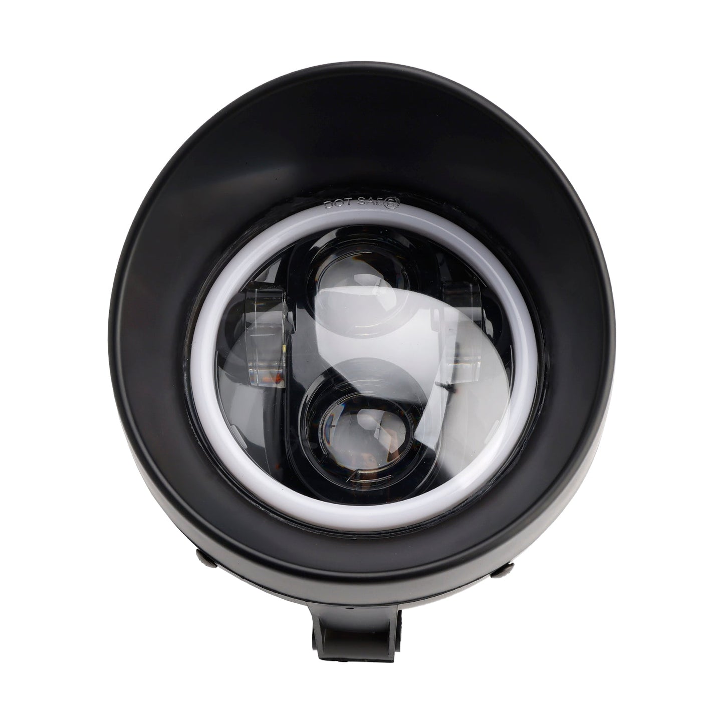 Black Motorcycle Beam Headlight Fog Lamp Custom Fits For Racer Bobber Chopper