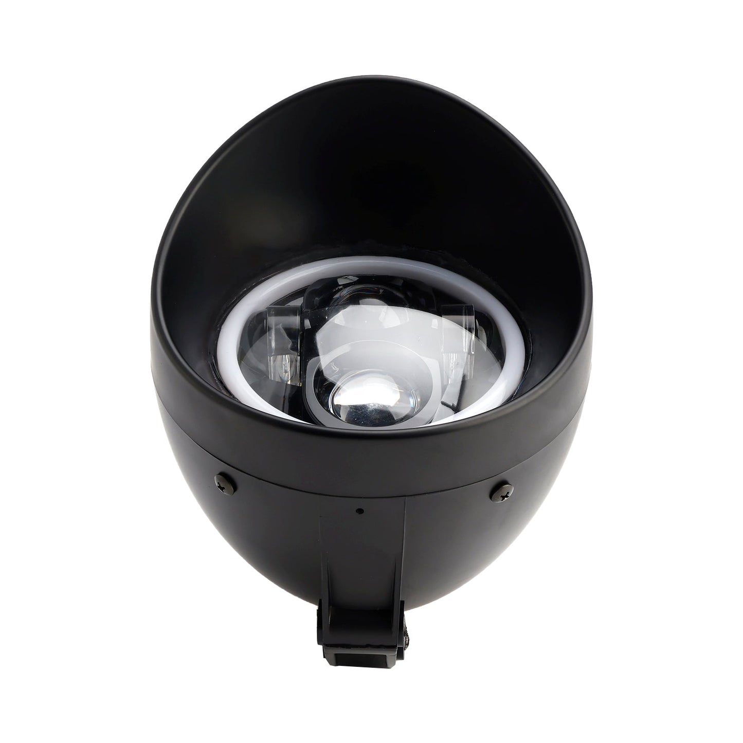Black Motorcycle Beam Headlight Fog Lamp Custom Fits For Racer Bobber Chopper