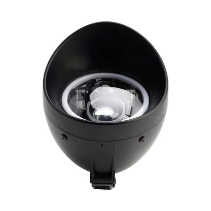 Black Motorcycle Beam Headlight Fog Lamp Custom Fits For Racer Bobber Chopper