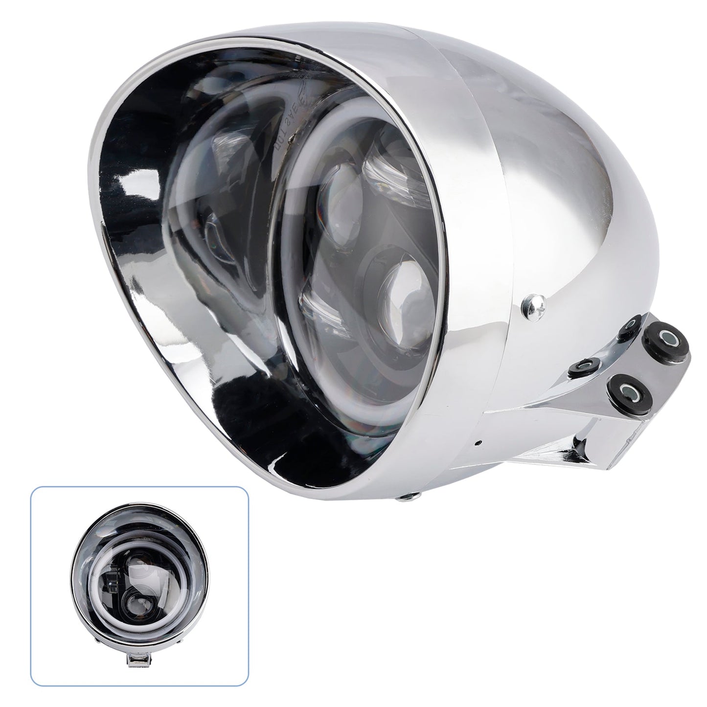 Chrome Motorcycle Beam Headlight Fog Lamp Custom Fits For Racer Bobber Chopper
