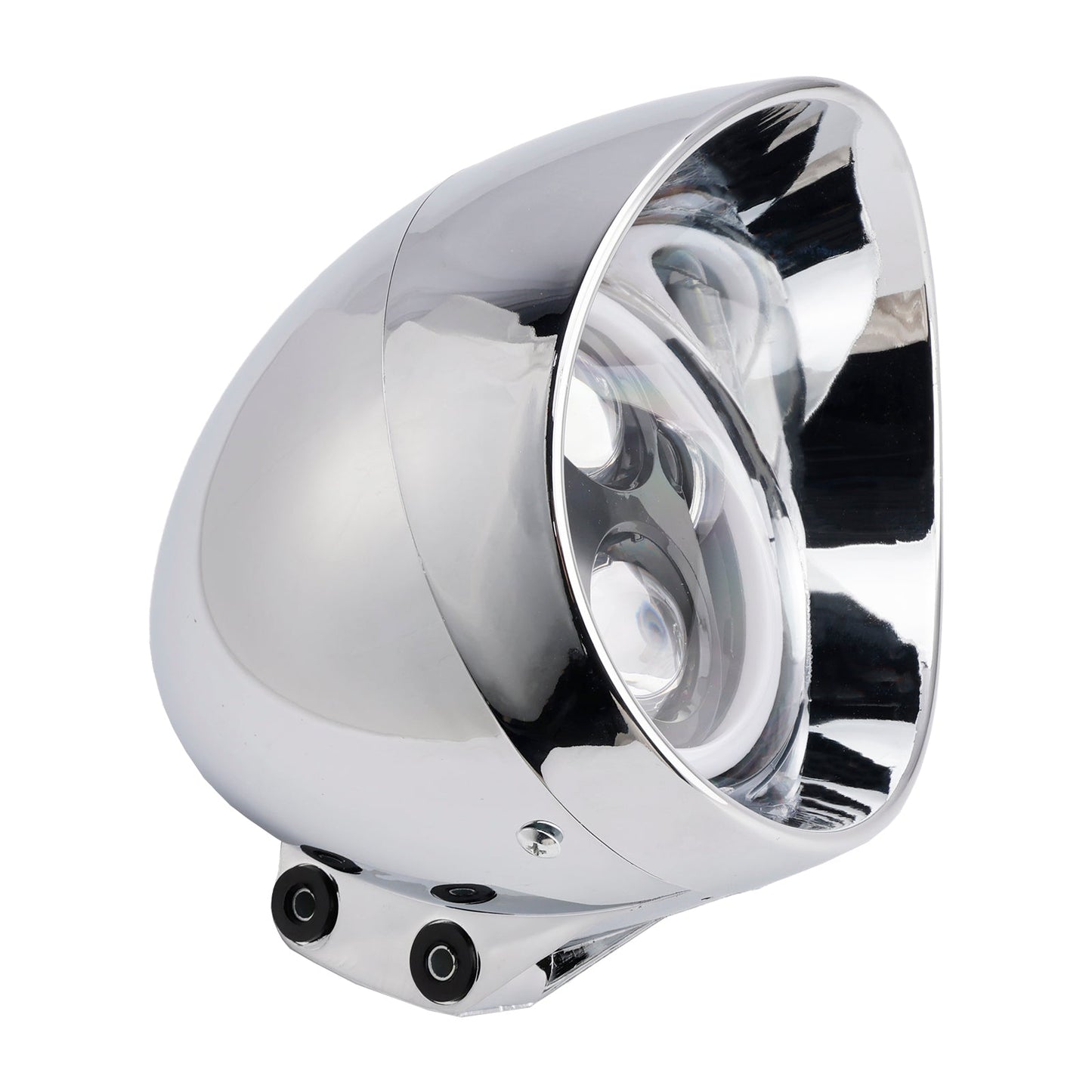Chrome Motorcycle Beam Headlight Fog Lamp Custom Fits For Racer Bobber Chopper