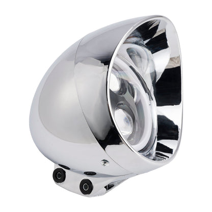 Chrome Motorcycle Beam Headlight Fog Lamp Custom Fits For Racer Bobber Chopper