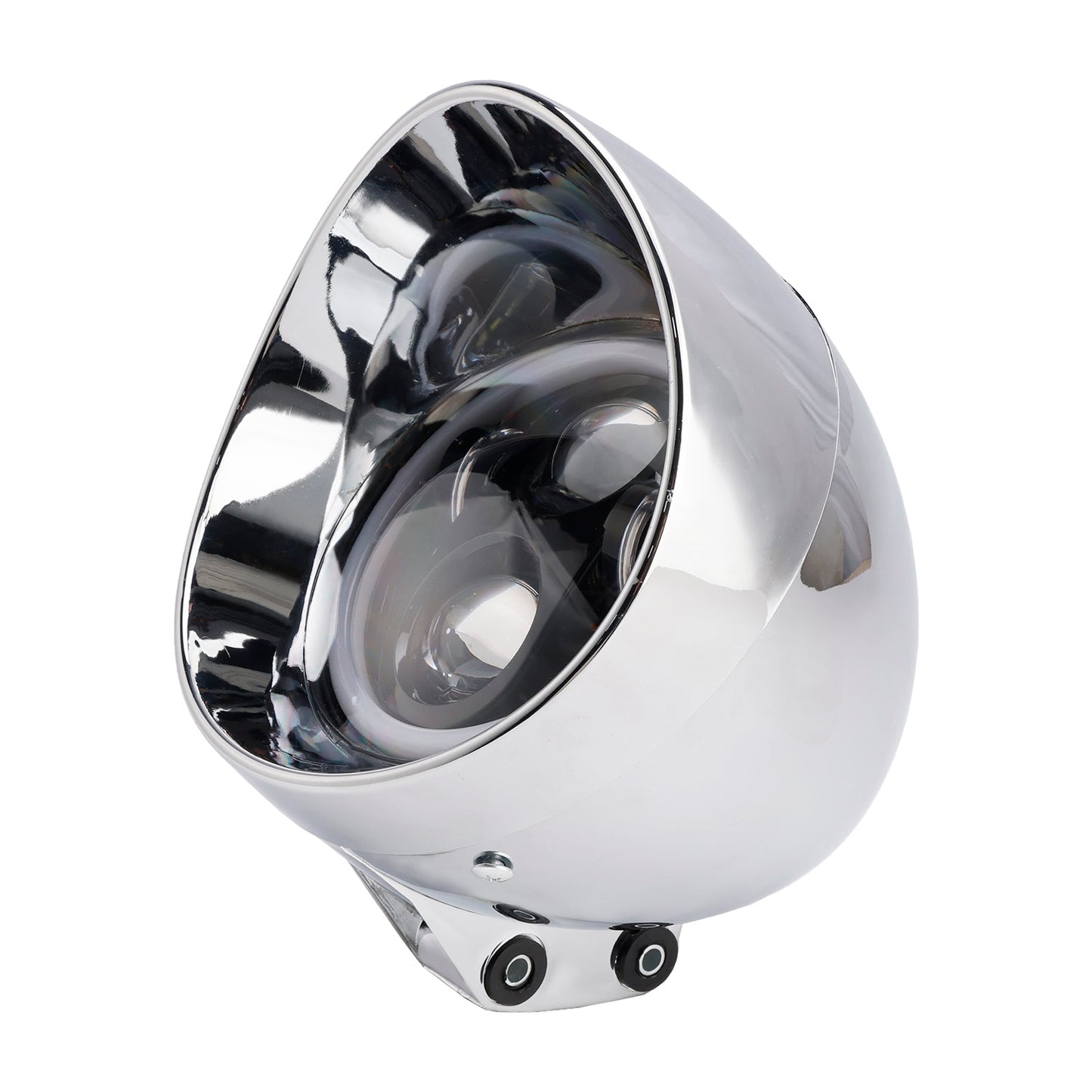 Chrome Motorcycle Beam Headlight Fog Lamp Custom Fits For Racer Bobber Chopper