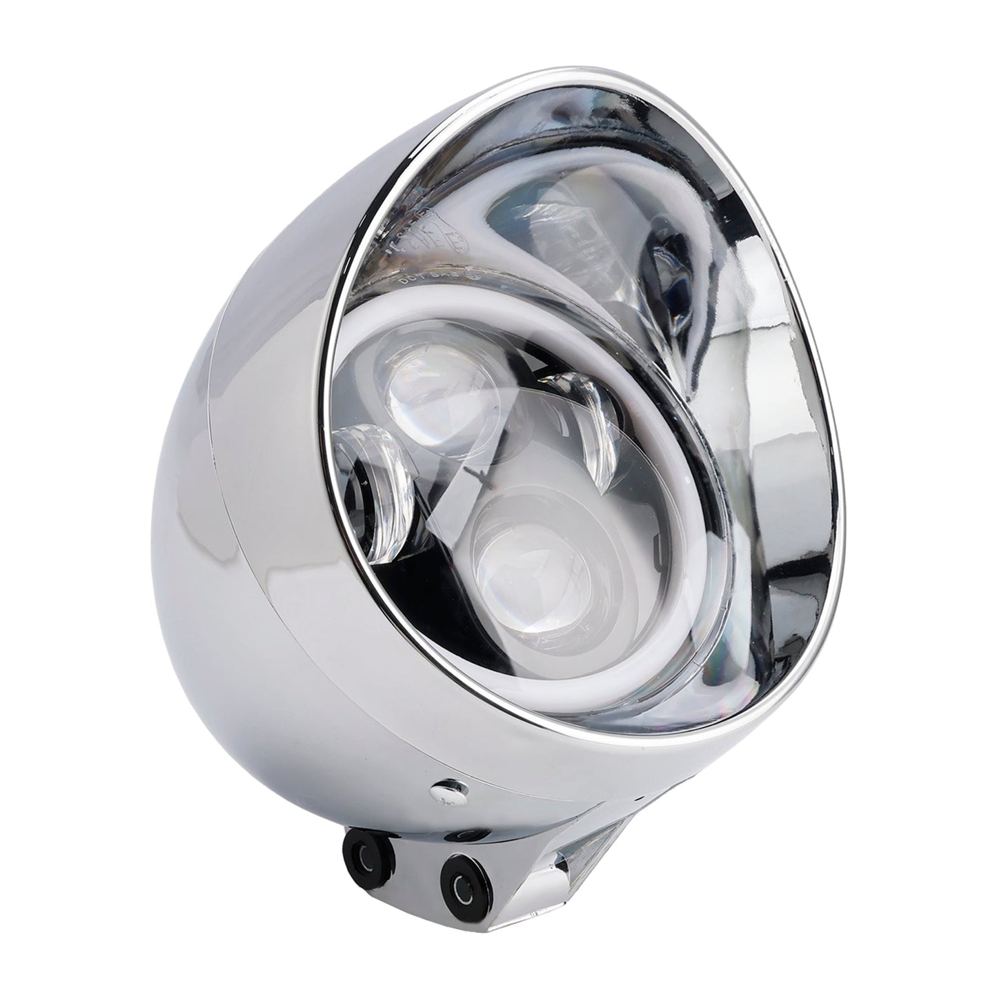 Chrome Motorcycle Beam Headlight Fog Lamp Custom Fits For Racer Bobber Chopper
