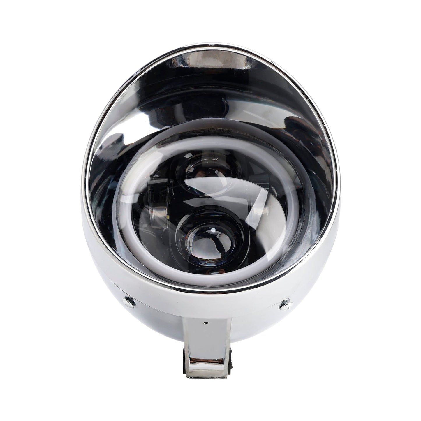 Chrome Motorcycle Beam Headlight Fog Lamp Custom Fits For Racer Bobber Chopper