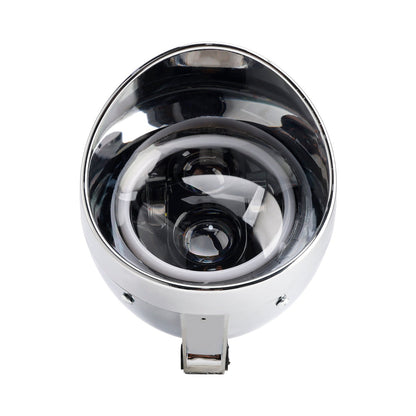 Chrome Motorcycle Beam Headlight Fog Lamp Custom Fits For Racer Bobber Chopper