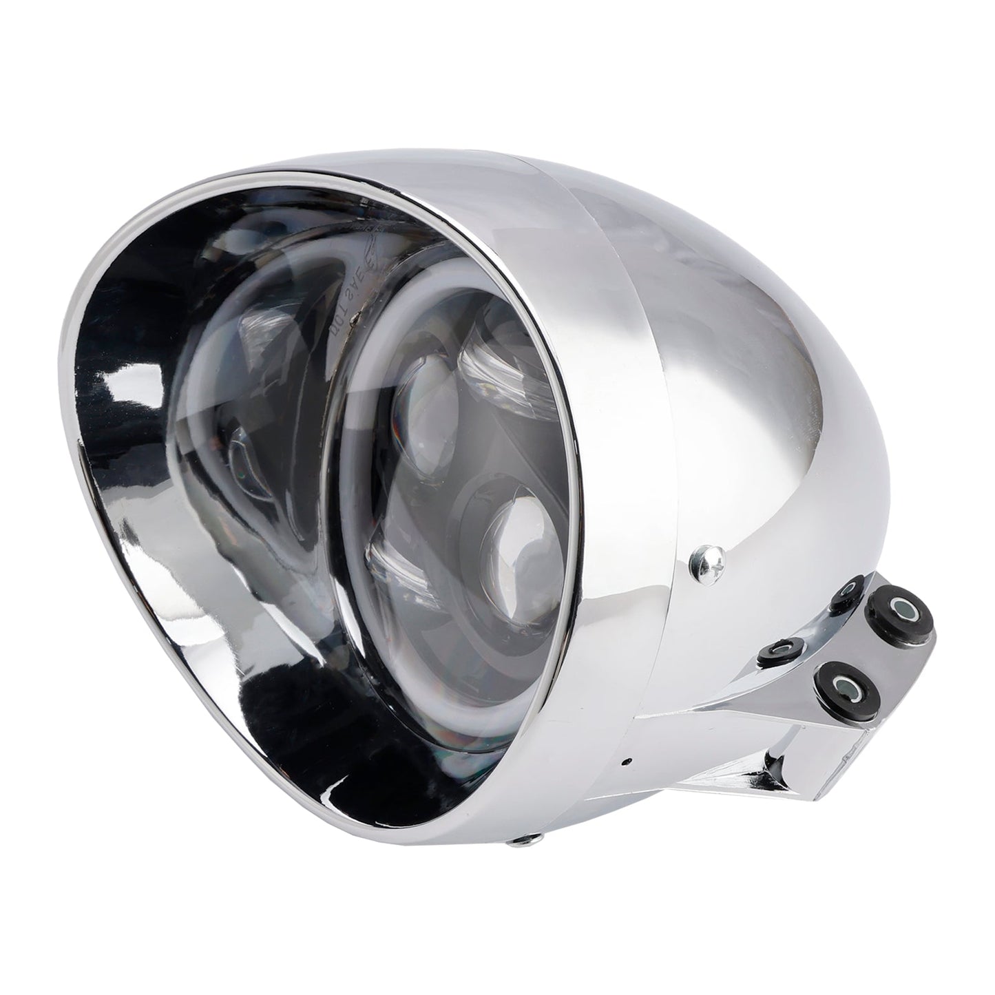 Chrome Motorcycle Beam Headlight Fog Lamp Custom Fits For Racer Bobber Chopper