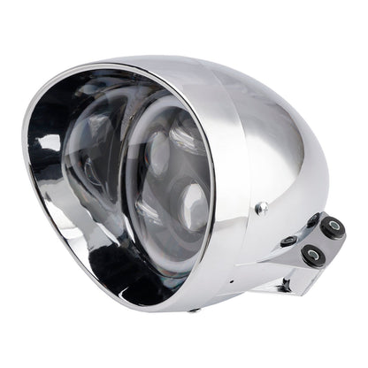 Chrome Motorcycle Beam Headlight Fog Lamp Custom Fits For Racer Bobber Chopper