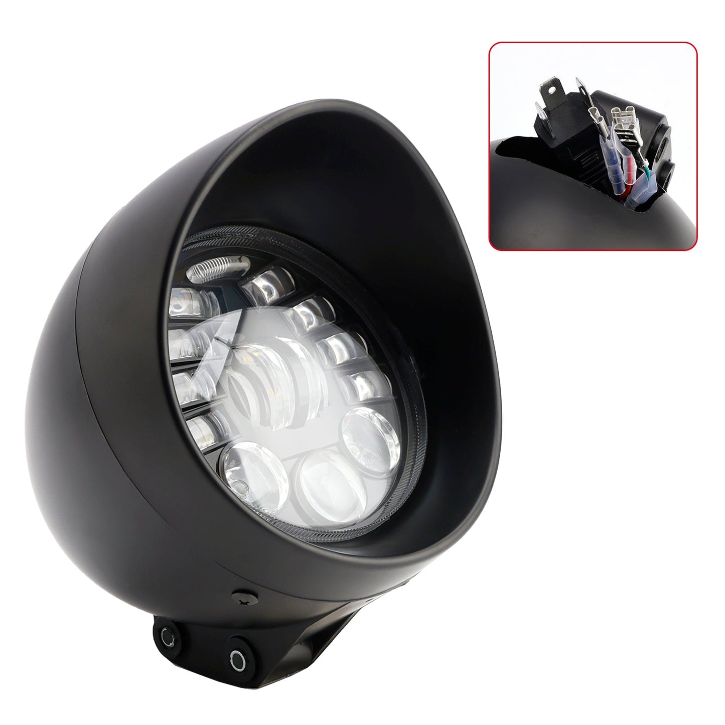 Racer Bobber Chopper Black Multifunctional Beam Headlight Fog Lamp Custom