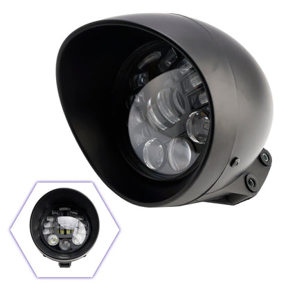 Racer Bobber Chopper Black Multifunctional Beam Headlight Fog Lamp Custom