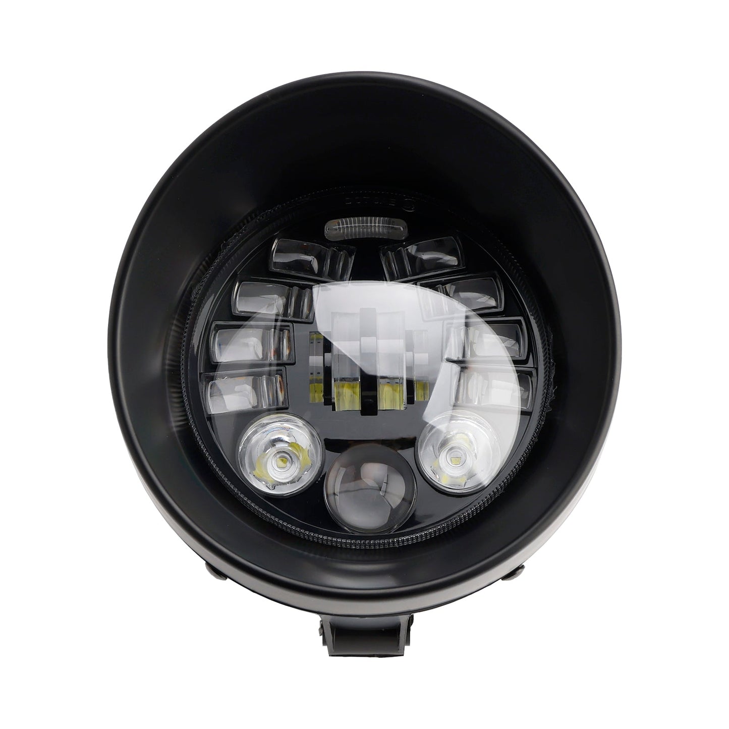Racer Bobber Chopper Black Multifunctional Beam Headlight Fog Lamp Custom