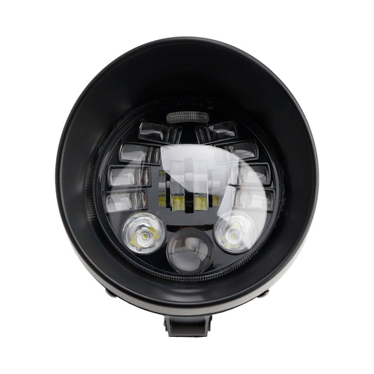 Racer Bobber Chopper Black Multifunctional Beam Headlight Fog Lamp Custom