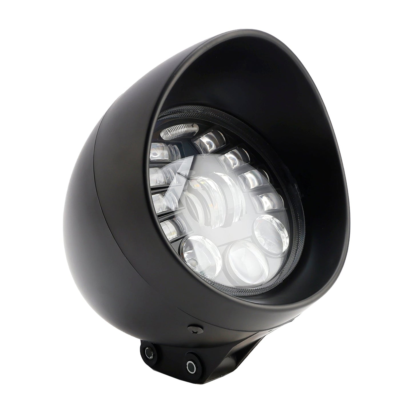 Racer Bobber Chopper Black Multifunctional Beam Headlight Fog Lamp Custom