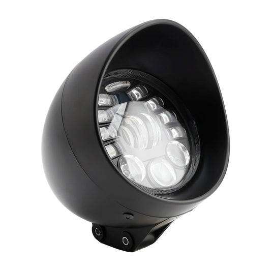 Racer Bobber Chopper Black Multifunctional Beam Headlight Fog Lamp Custom