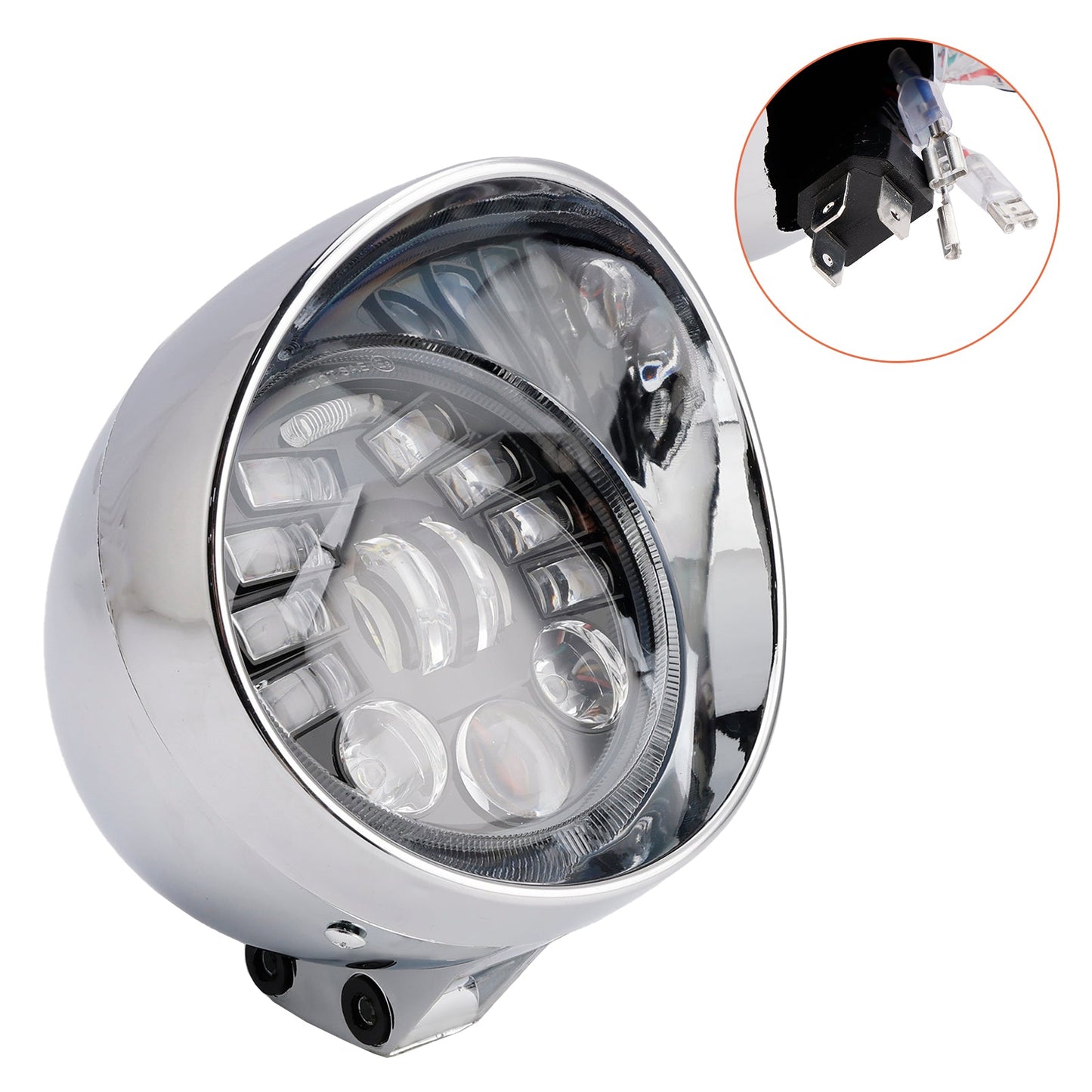 Racer Bobber Chrome Black Multifunctional Beam Headlight Fog Lamp Custom