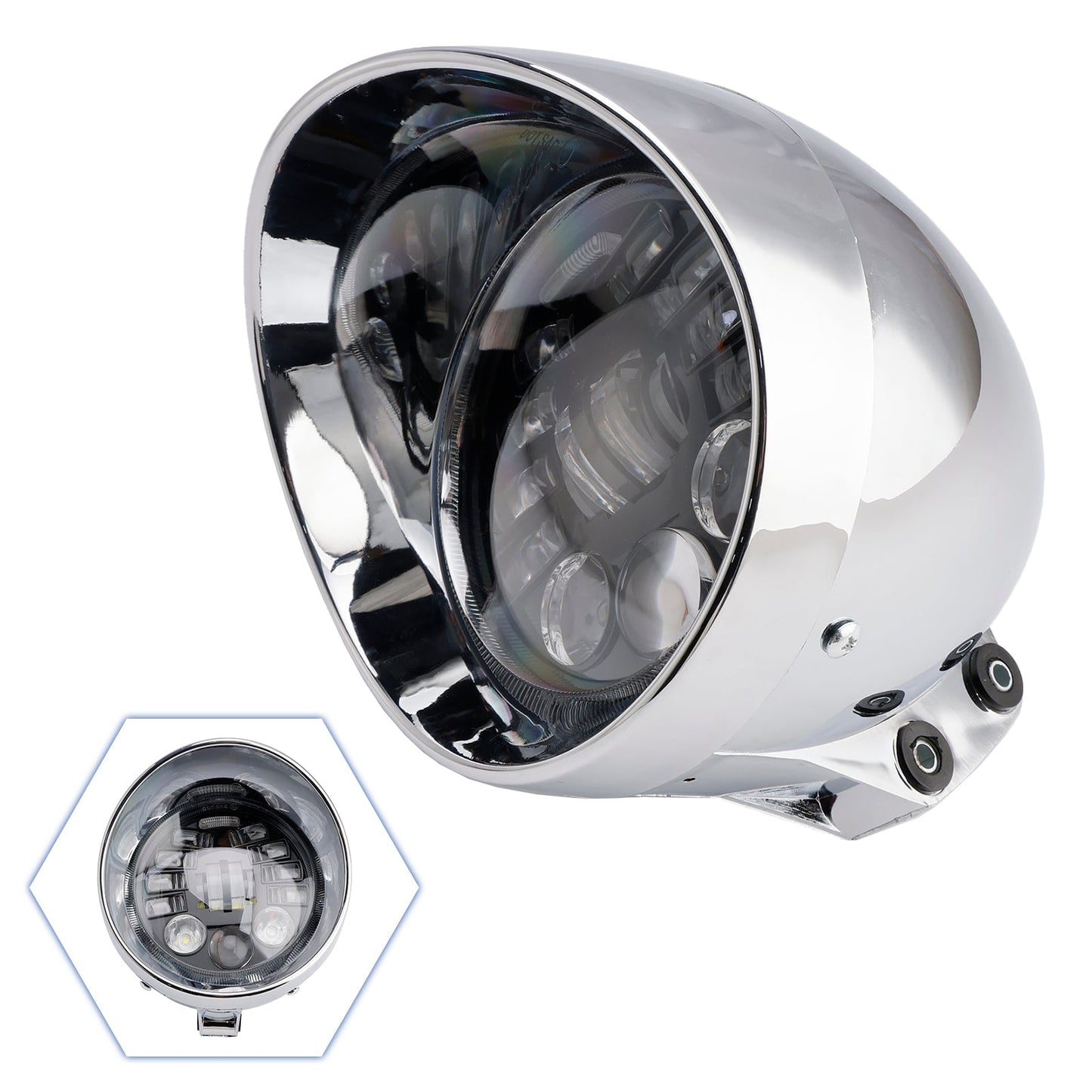 Racer Bobber Chrome Black Multifunctional Beam Headlight Fog Lamp Custom