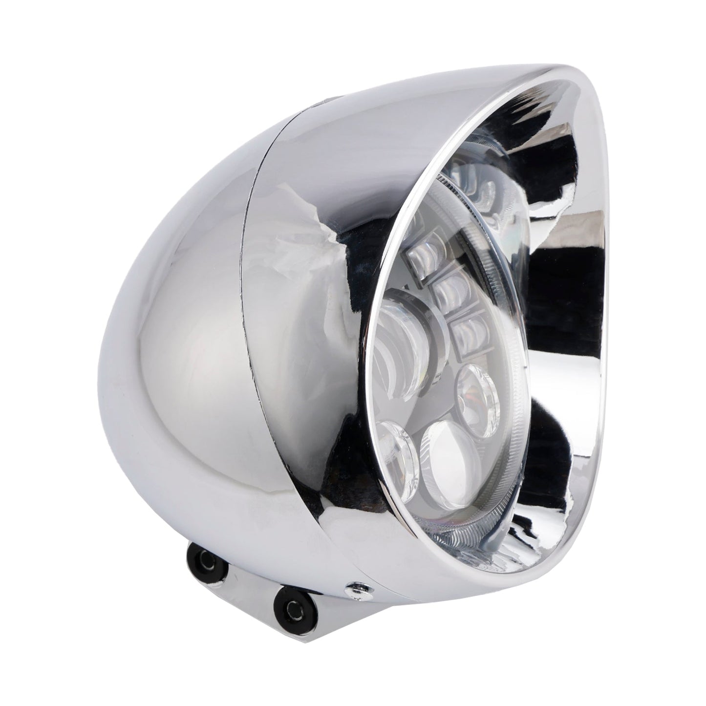Racer Bobber Chrome Black Multifunctional Beam Headlight Fog Lamp Custom