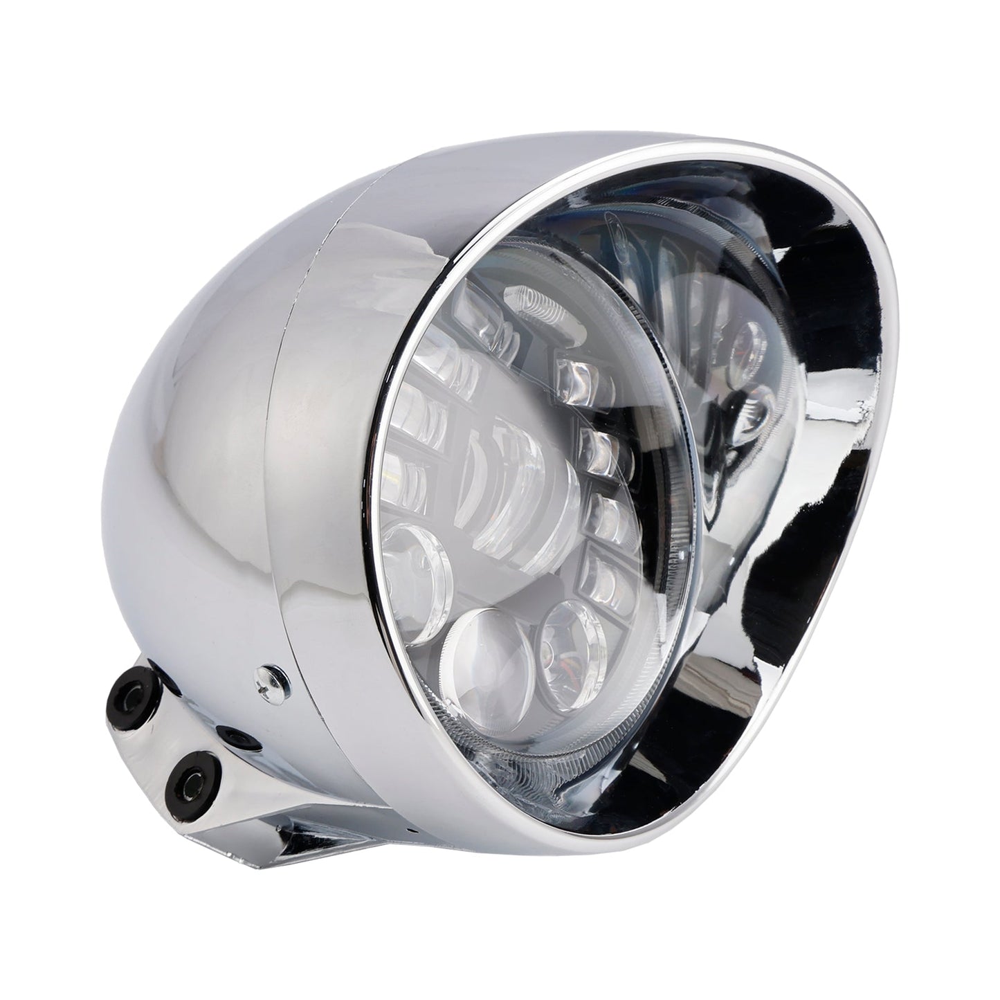 Racer Bobber Chrome Black Multifunctional Beam Headlight Fog Lamp Custom