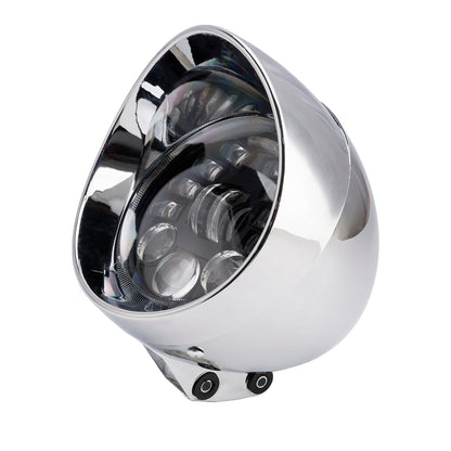Racer Bobber Chrome Black Multifunctional Beam Headlight Fog Lamp Custom