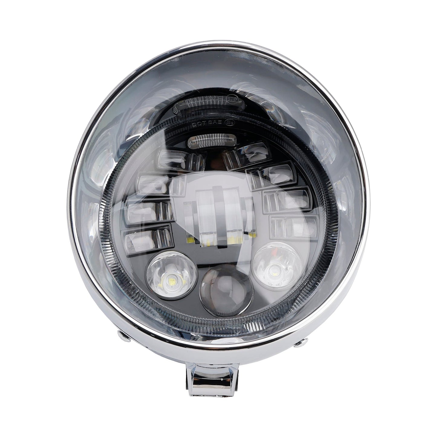 Racer Bobber Chrome Black Multifunctional Beam Headlight Fog Lamp Custom